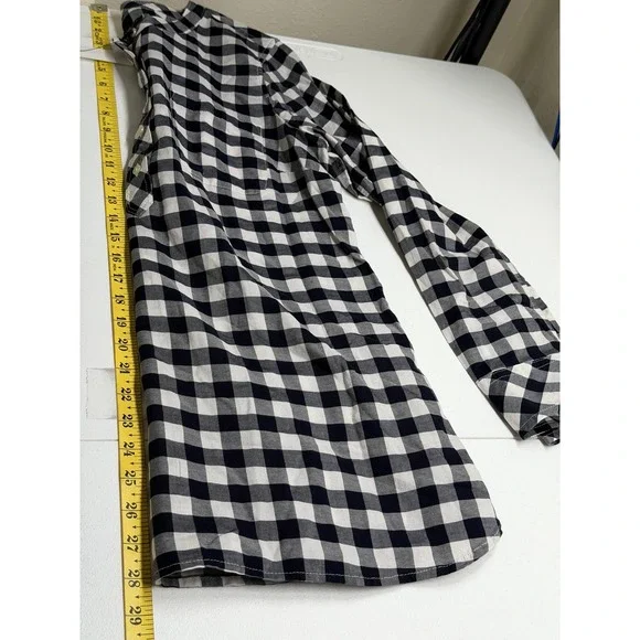 Talbots Top Womens Small Navy Gingham Popover Tunic Long Sleeve 100% Cotton NWT - Picture 10 of 10